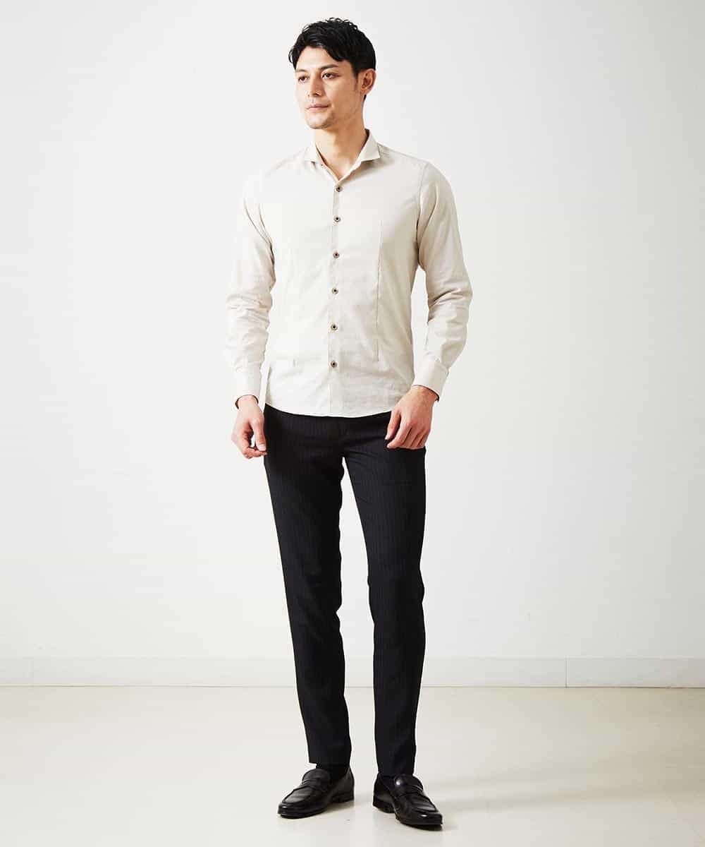 MNBGP32180 MICHEL KLEIN HOMME(ミッシェルクラン オム) スタンドカラ―シャツ ベージュ(82)