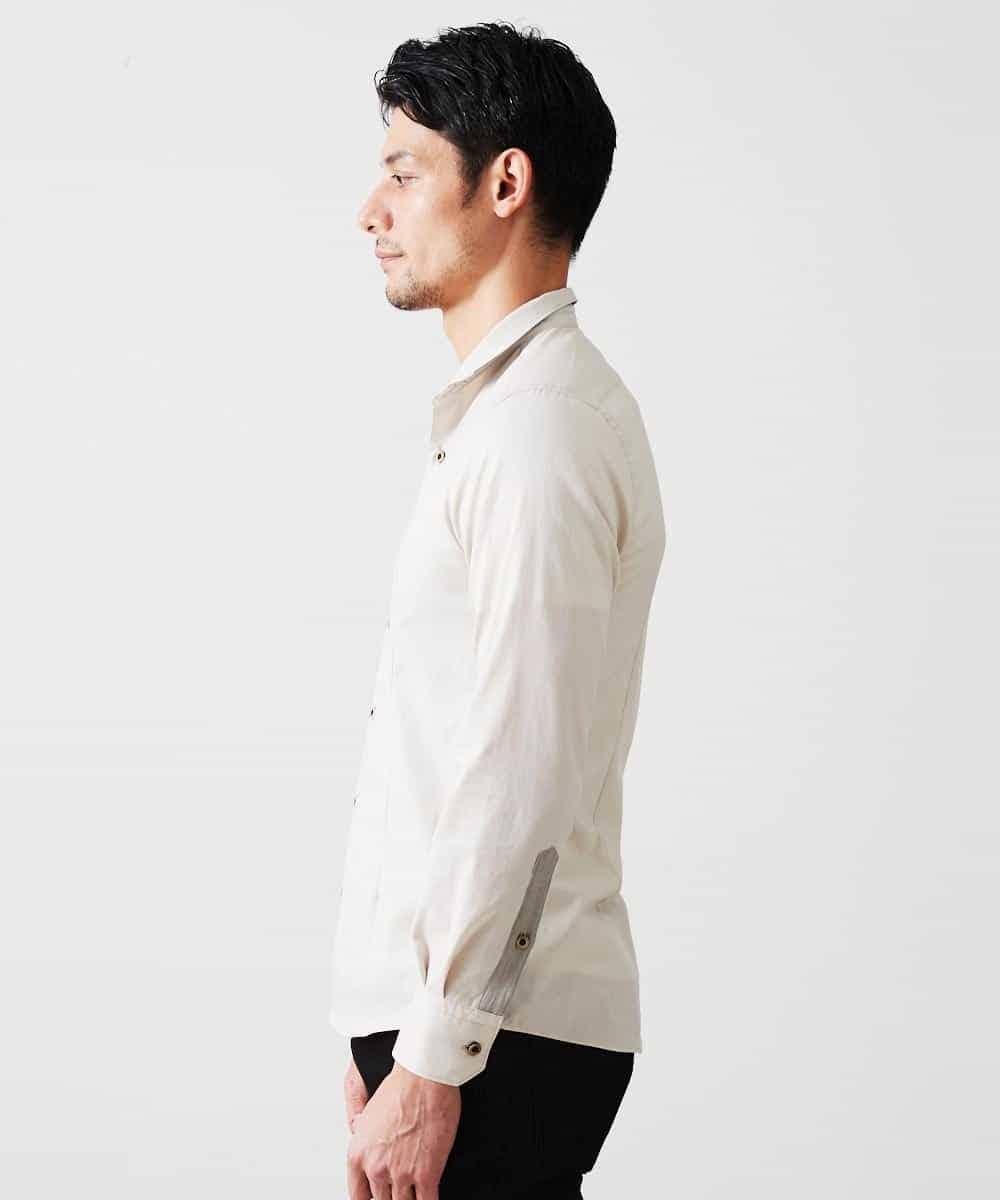 MNBGP32180 MICHEL KLEIN HOMME(ミッシェルクラン オム) スタンドカラ―シャツ ベージュ(82)