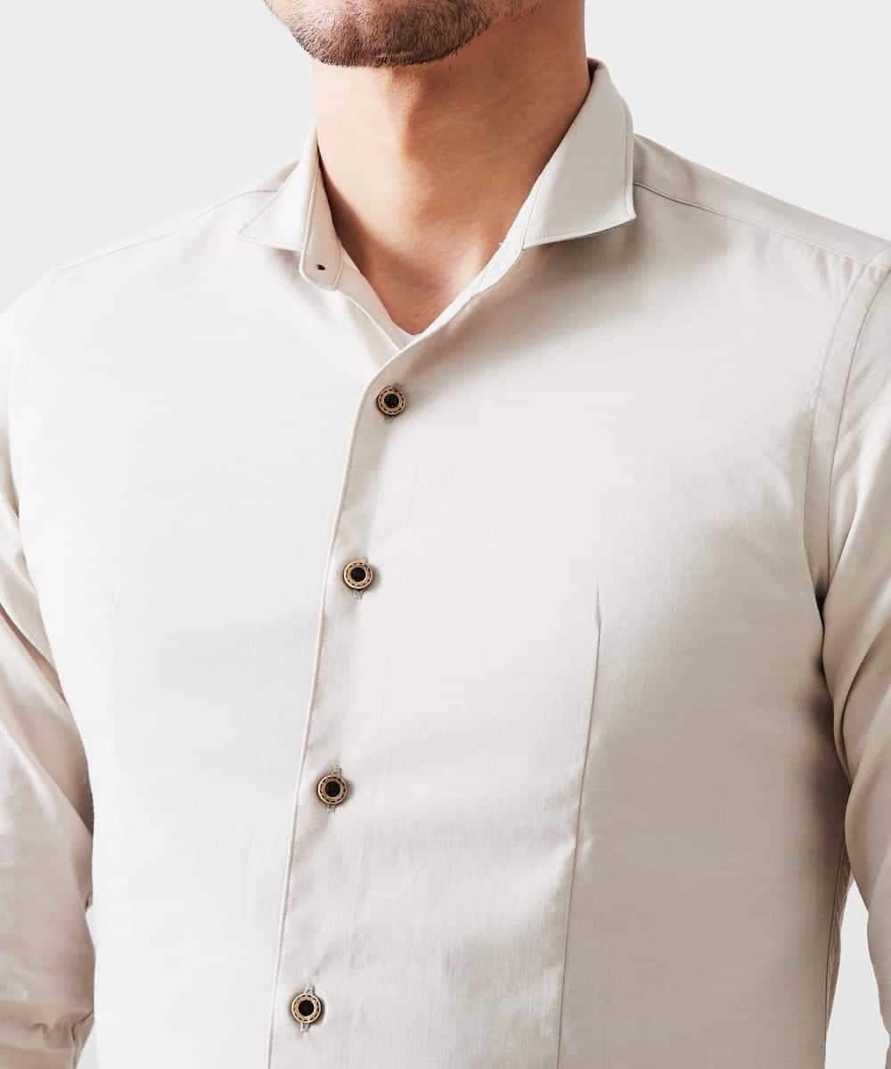 MNBGP32180 MICHEL KLEIN HOMME(ミッシェルクラン オム) スタンドカラ―シャツ ベージュ(82)