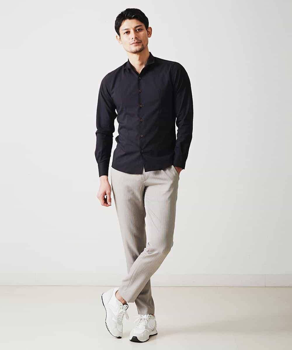 MNBGP32180 MICHEL KLEIN HOMME(ミッシェルクラン オム) スタンドカラ―シャツ ブラック(94)