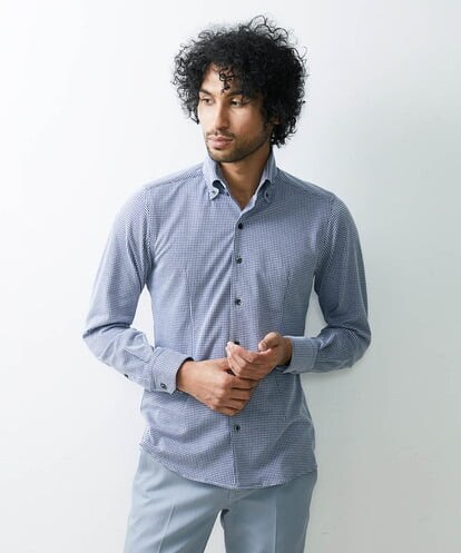 MNBGS17190 MICHEL KLEIN HOMME 《日本製》千鳥柄イージーケアシャツ