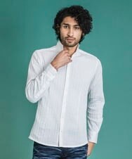 MNBGS20200 MICHEL KLEIN HOMME(ミッシェルクラン オム) タックスタンドシャツ ホワイト(90)