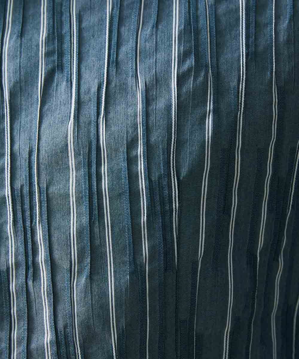 MNBGS23200 MICHEL KLEIN HOMME(ミッシェルクラン オム) ストライプタックスタンドシャツ  ブルー(55)