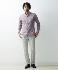 MNBGS23200 MICHEL KLEIN HOMME(ミッシェルクラン オム) ストライプタックスタンドシャツ  パープル(63)