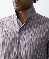 MNBGS23200 MICHEL KLEIN HOMME(ミッシェルクラン オム) ストライプタックスタンドシャツ  パープル(63)