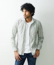 MNBGS24200 MICHEL KLEIN HOMME(ミッシェルクラン オム) ストライプタックシャツ カーキ(36)