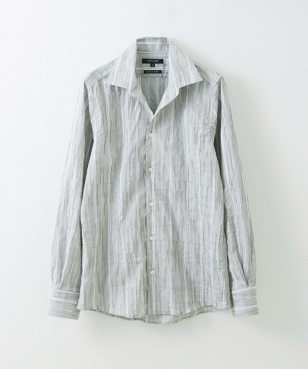 MNBGS24200 MICHEL KLEIN HOMME(ミッシェルクラン オム) ストライプタックシャツ カーキ(36)
