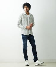 MNBGS24200 MICHEL KLEIN HOMME(ミッシェルクラン オム) ストライプタックシャツ カーキ(36)