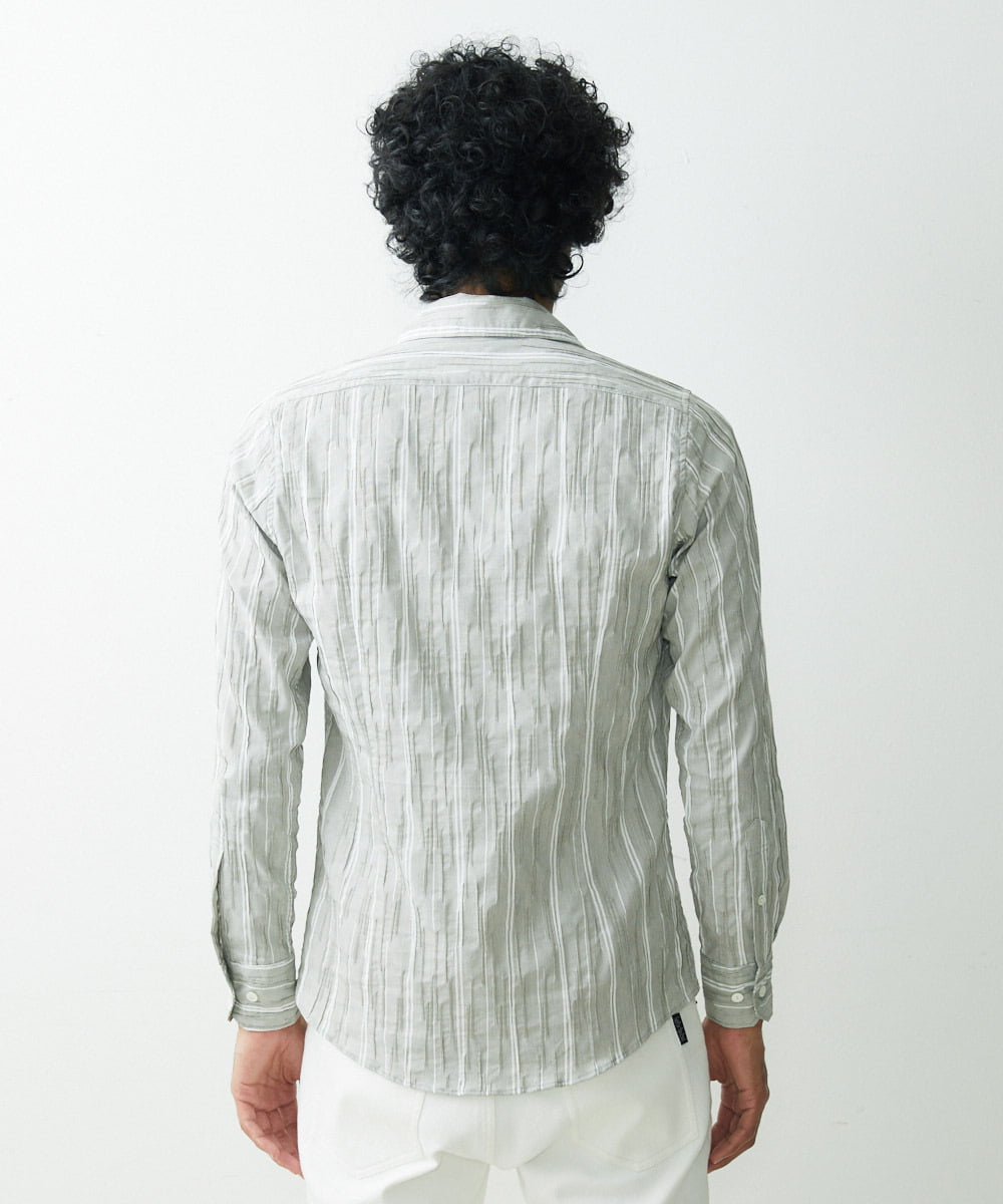 MNBGS24200 MICHEL KLEIN HOMME(ミッシェルクラン オム) ストライプタックシャツ カーキ(36)