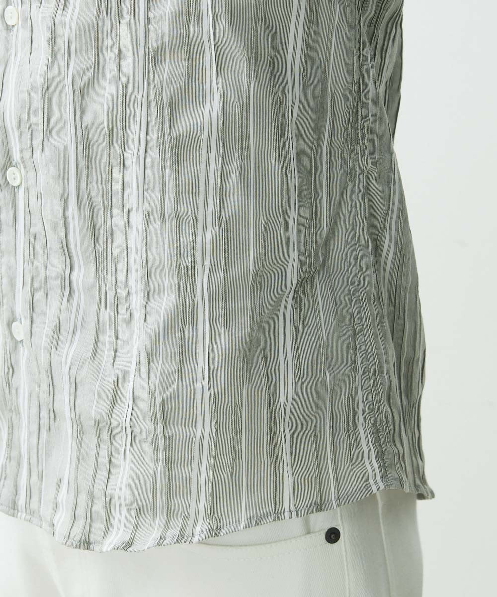 MNBGS24200 MICHEL KLEIN HOMME(ミッシェルクラン オム) ストライプタックシャツ カーキ(36)