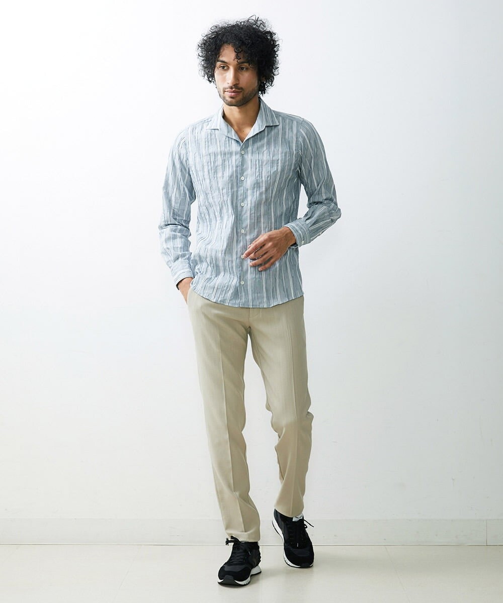 MNBGS24200 MICHEL KLEIN HOMME(ミッシェルクラン オム) ストライプタックシャツ ブルー(55)
