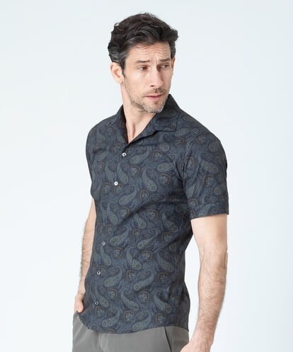 MNBGS31200 MICHEL KLEIN HOMME 《日本製》ペイズリー柄半袖シャツ