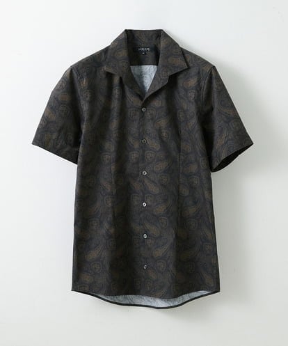 MICHEL KLEIN HOMME(ミッシェルクランオム) 《日本製》ペイズリー柄半袖シャツ ダークブラウン 48