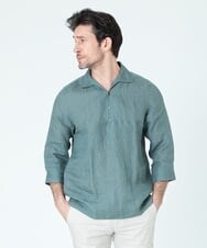 MNBGS32210 MICHEL KLEIN HOMME(ミッシェルクラン オム) 《日本製》7分袖カプリシャツ グリーン(30)