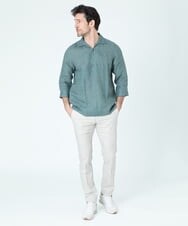 MNBGS32210 MICHEL KLEIN HOMME(ミッシェルクラン オム) 《日本製》7分袖カプリシャツ グリーン(30)