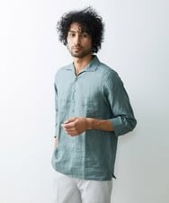 MNBGS32210 MICHEL KLEIN HOMME(ミッシェルクラン オム) 《日本製》7分袖カプリシャツ グリーン(30)