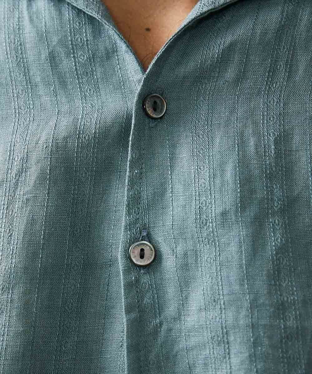 MNBGS32210 MICHEL KLEIN HOMME(ミッシェルクラン オム) 《日本製》7分袖カプリシャツ グリーン(30)