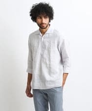 MNBGS32210 MICHEL KLEIN HOMME(ミッシェルクラン オム) 《日本製》7分袖カプリシャツ ライトグレー