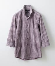 MNBGS33190 MICHEL KLEIN HOMME(ミッシェルクラン オム) ストライプタックスタンド七分シャツ  パープル