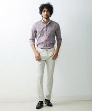 MNBGS33190 MICHEL KLEIN HOMME(ミッシェルクラン オム) ストライプタックスタンド七分シャツ  パープル