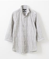 MNBGS34190 MICHEL KLEIN HOMME(ミッシェルクラン オム) ストライプタック七分シャツ カーキ
