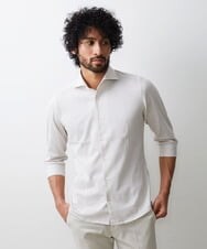 MNBGS40180 MICHEL KLEIN HOMME(ミッシェルクラン オム) 《日本製》ストレッチラッセル七分シャツ ベージュ(82)
