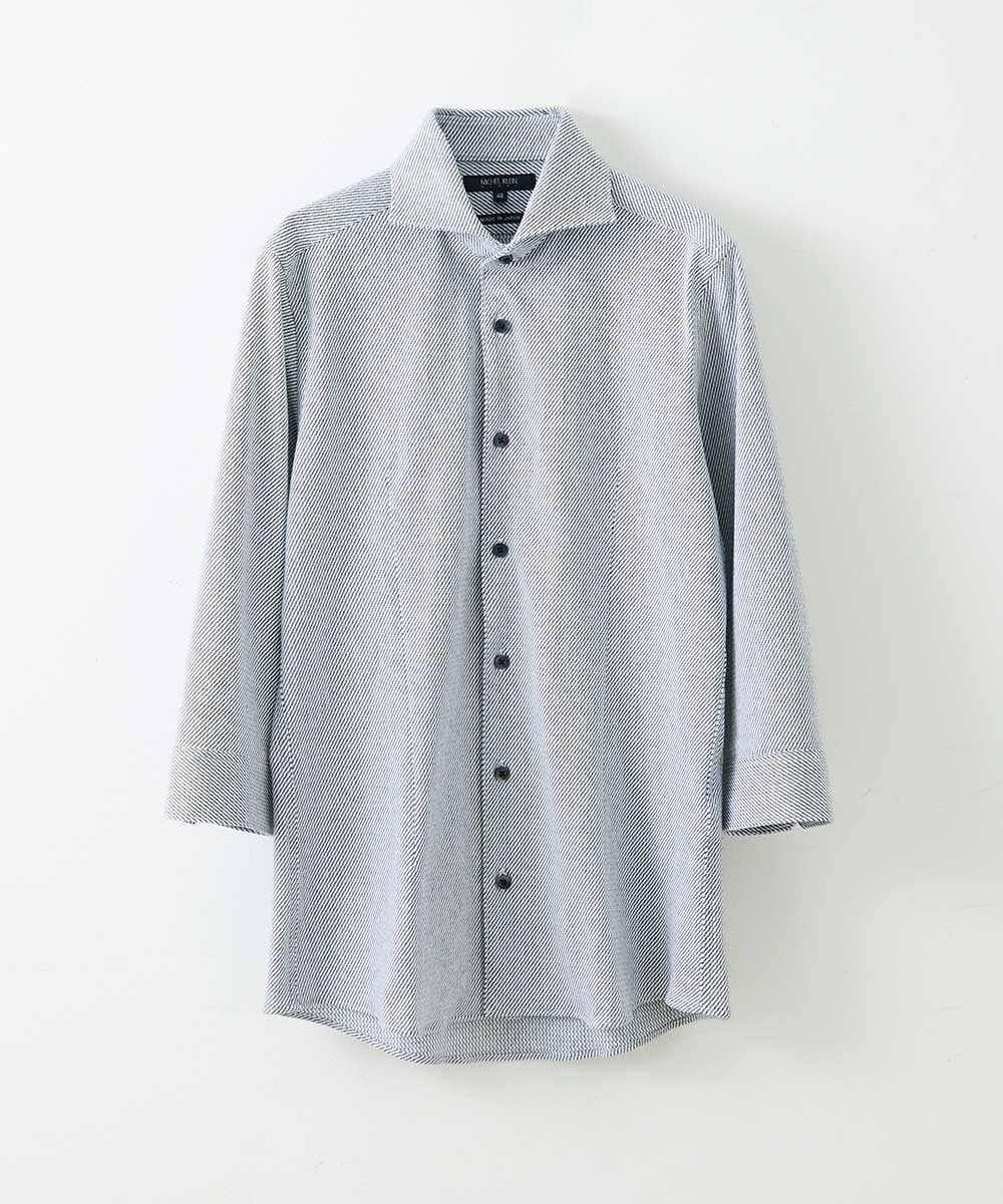 MNBGS40180 MICHEL KLEIN HOMME(ミッシェルクラン オム) 《日本製》ストレッチラッセル七分シャツ ホワイト(90)
