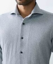 MNBGS40180 MICHEL KLEIN HOMME(ミッシェルクラン オム) 《日本製》ストレッチラッセル七分シャツ ホワイト(90)