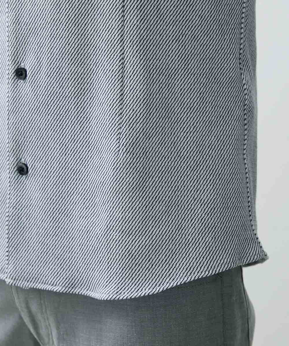 MNBGS40180 MICHEL KLEIN HOMME(ミッシェルクラン オム) 《日本製》ストレッチラッセル七分シャツ ホワイト(90)