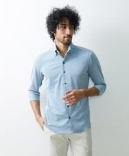 MNBGS47180 MICHEL KLEIN HOMME(ミッシェルクラン オム) 《日本製》千鳥柄イージーケア七分シャツ グリーン(35)