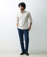 MNBGS47180 MICHEL KLEIN HOMME(ミッシェルクラン オム) 《日本製》千鳥柄イージーケア七分シャツ ベージュ