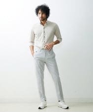 MNBGS47180 MICHEL KLEIN HOMME(ミッシェルクラン オム) 《日本製》千鳥柄イージーケア七分シャツ ベージュ