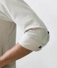 MNBGS47180 MICHEL KLEIN HOMME(ミッシェルクラン オム) 《日本製》千鳥柄イージーケア七分シャツ ベージュ