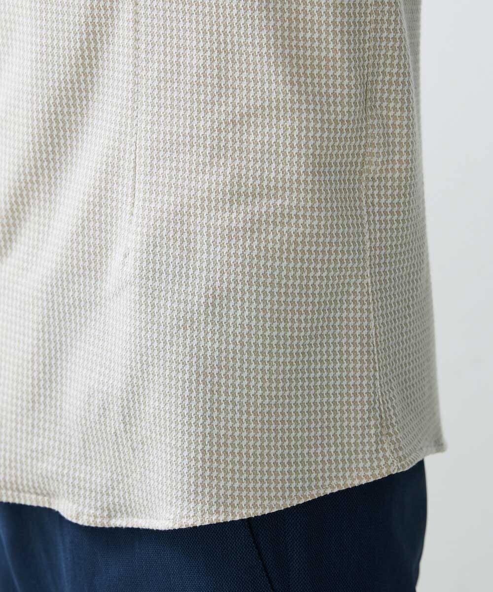 MNBGS47180 MICHEL KLEIN HOMME(ミッシェルクラン オム) 《日本製》千鳥柄イージーケア七分シャツ ベージュ