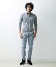 MNBGS47180 MICHEL KLEIN HOMME(ミッシェルクラン オム) 《日本製》千鳥柄イージーケア七分シャツ ブラック