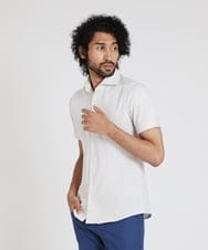 MNBGS50170 MICHEL KLEIN HOMME(ミッシェルクラン オム) 《日本製》ストレッチラッセル半袖シャツ ベージュ