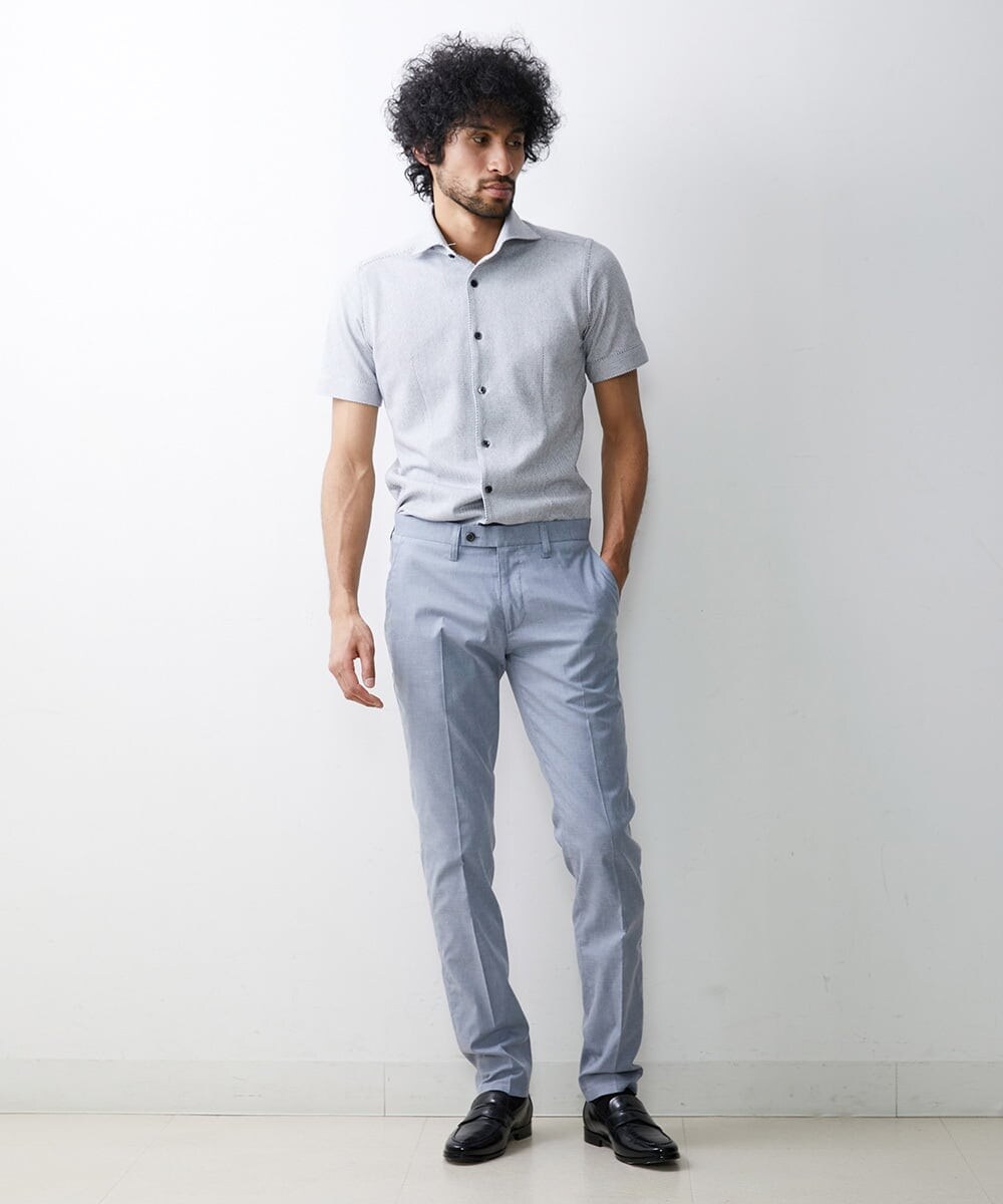MNBGS50170 MICHEL KLEIN HOMME(ミッシェルクラン オム) ストレッチラッセル半袖シャツ ホワイト(90)
