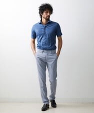 MNBGS54170 MICHEL KLEIN HOMME(ミッシェルクラン オム) ジュエリーストレッチ半袖シャツ ブルー(55)