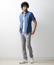MNBGS54170 MICHEL KLEIN HOMME(ミッシェルクラン オム) ジュエリーストレッチ半袖シャツ ブルー(55)