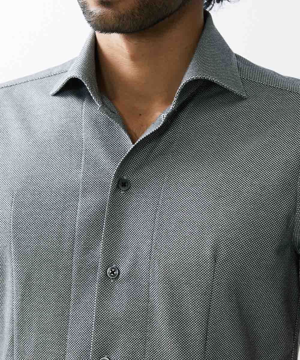 MNBGS54170 MICHEL KLEIN HOMME(ミッシェルクラン オム) ジュエリーストレッチ半袖シャツ ブラック(94)