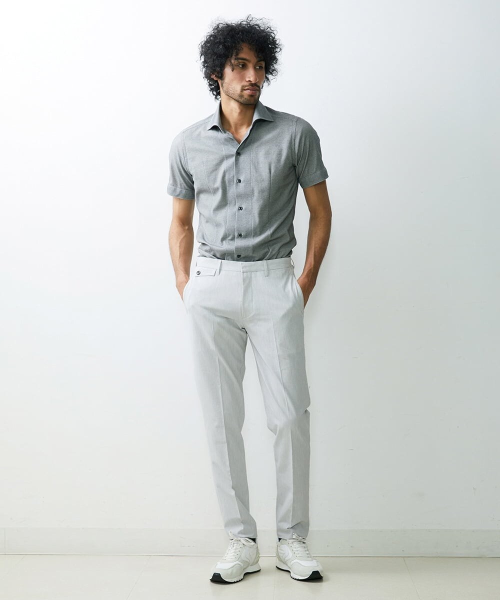 MNBGS54170 MICHEL KLEIN HOMME(ミッシェルクラン オム) ジュエリーストレッチ半袖シャツ ブラック(94)