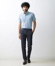 MNBGS57170 MICHEL KLEIN HOMME(ミッシェルクラン オム) 《日本製》千鳥柄イージーケア半袖シャツ グリーン