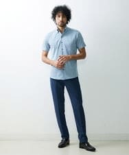 MNBGS57170 MICHEL KLEIN HOMME(ミッシェルクラン オム) 《日本製》千鳥柄イージーケア半袖シャツ グリーン