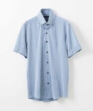 MNBGS57170 MICHEL KLEIN HOMME(ミッシェルクラン オム) 千鳥柄イージーケア半袖シャツ グリーン(35)