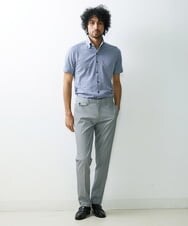 MNBGS57170 MICHEL KLEIN HOMME(ミッシェルクラン オム) 千鳥柄イージーケア半袖シャツ ブルー(56)