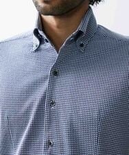 MNBGS57170 MICHEL KLEIN HOMME(ミッシェルクラン オム) 《日本製》千鳥柄イージーケア半袖シャツ ブルー
