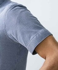 MNBGS57170 MICHEL KLEIN HOMME(ミッシェルクラン オム) 《日本製》千鳥柄イージーケア半袖シャツ ブルー