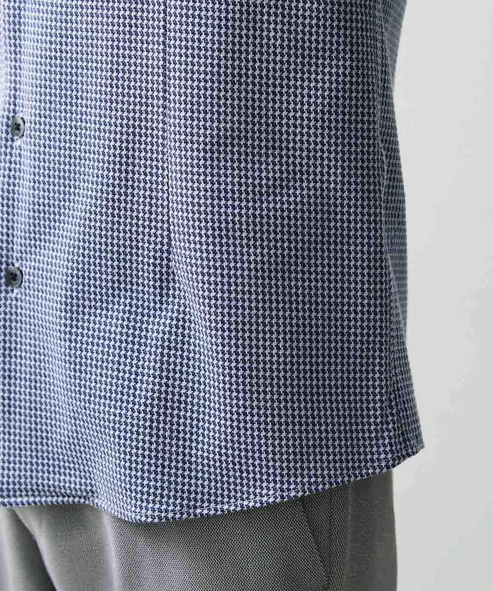 MNBGS57170 MICHEL KLEIN HOMME(ミッシェルクラン オム) 《日本製》千鳥柄イージーケア半袖シャツ ブルー