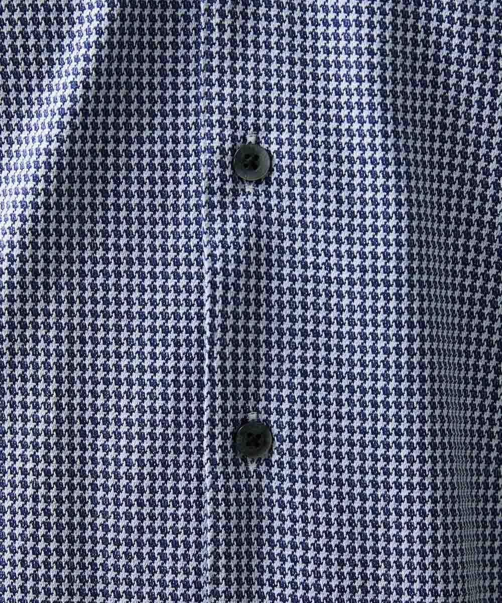 MNBGS57170 MICHEL KLEIN HOMME(ミッシェルクラン オム) 《日本製》千鳥柄イージーケア半袖シャツ ブルー