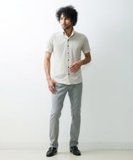 MNBGS57170 MICHEL KLEIN HOMME(ミッシェルクラン オム) 《日本製》千鳥柄イージーケア半袖シャツ ベージュ